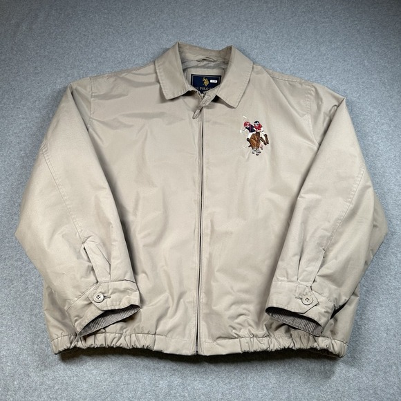 US Polo Assn. Other - US Polo Assn Khaki Harrington Jacket Mens XXL Full Zip Lined Golf Embroidered